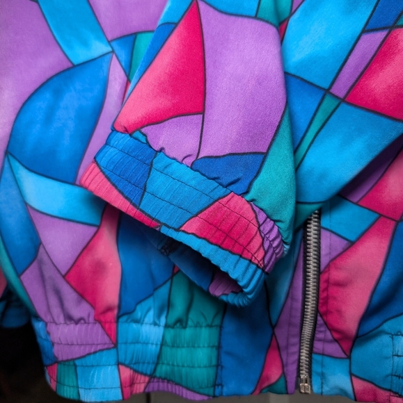 Vintage Teddi Blue and Purple Teddy Jacket with Structured Collar - Picture 5 of 6